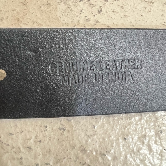 Made In India black Tooled Leather stones‎ on Buckle Western Boho Belt Unisex L main image 10
